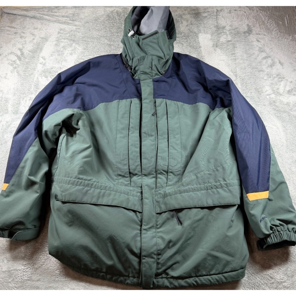 Woolrich Green Blue Hooded Winter Coat Mens XL Insulated‎ Outdoor Jacket